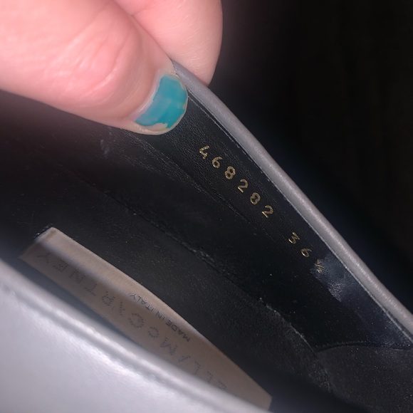 Stella McCartney gray leather slit front heels - Picture 2 of 7